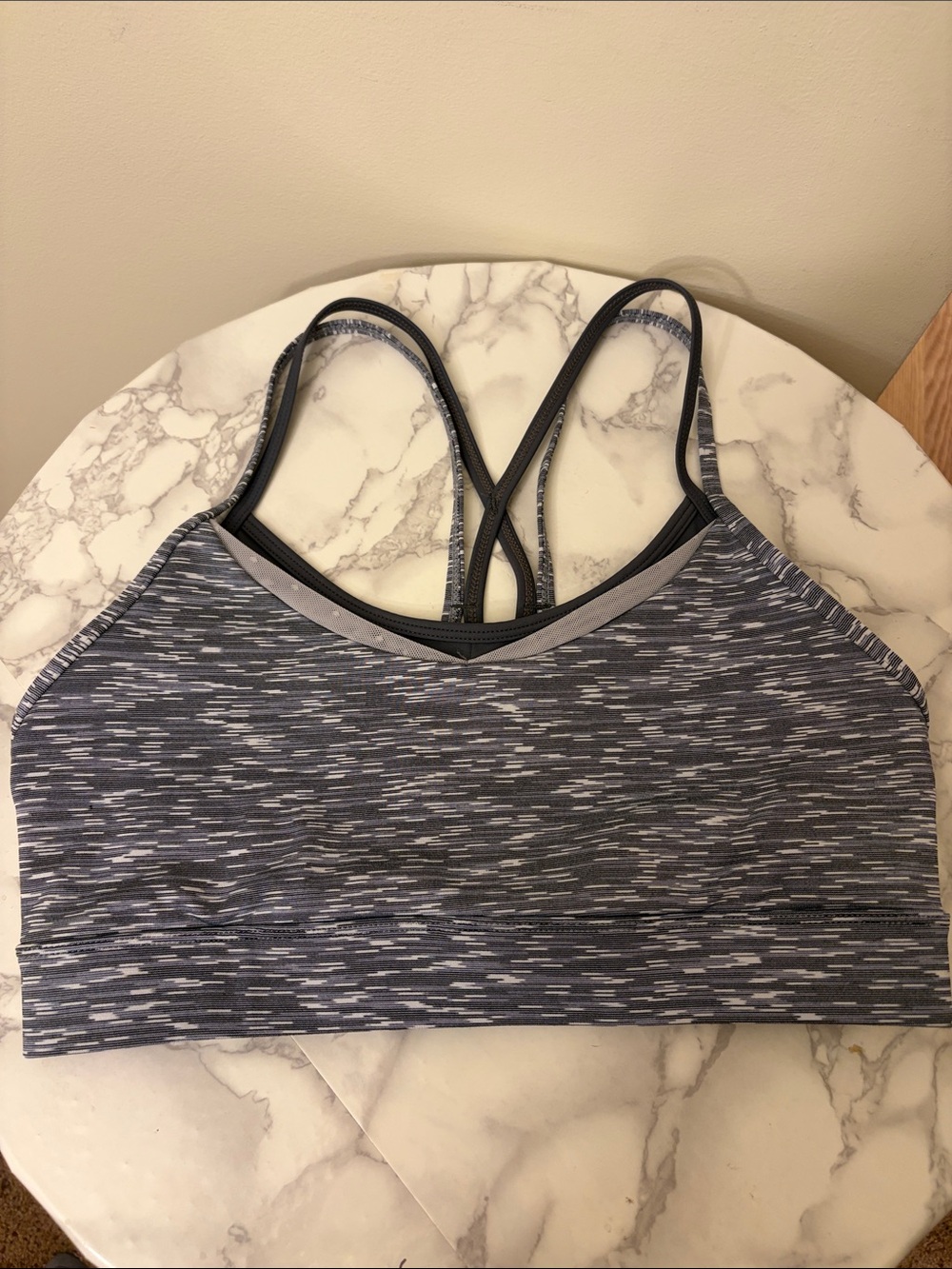 ZYIA Charcoal Space-Dye Strappy Sports Bra size Medium